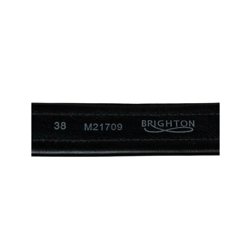 Brighton Two Tone Leather Belt Men's Size 38 Black Brown Silver Buckle Classic